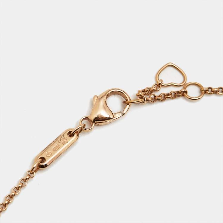 Pre Owned Chopard Happy Hearts Onyx Diamonds 18k Rose Gold Necklace