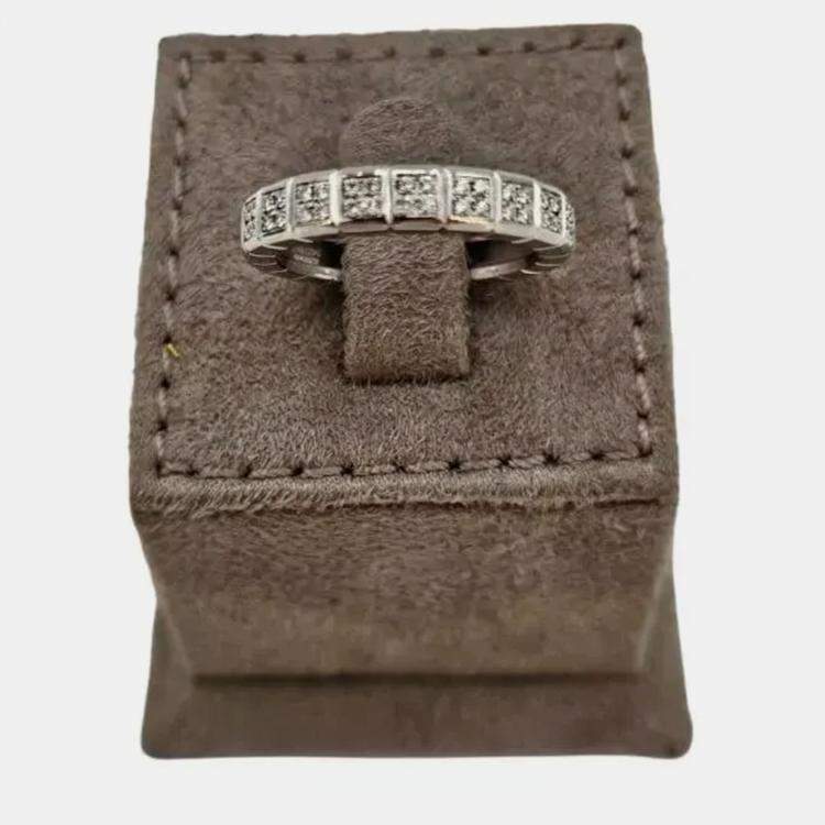 Pre Owned Chopard  Ice Cube Diamond 18k White Gold Band Ring Size 58
