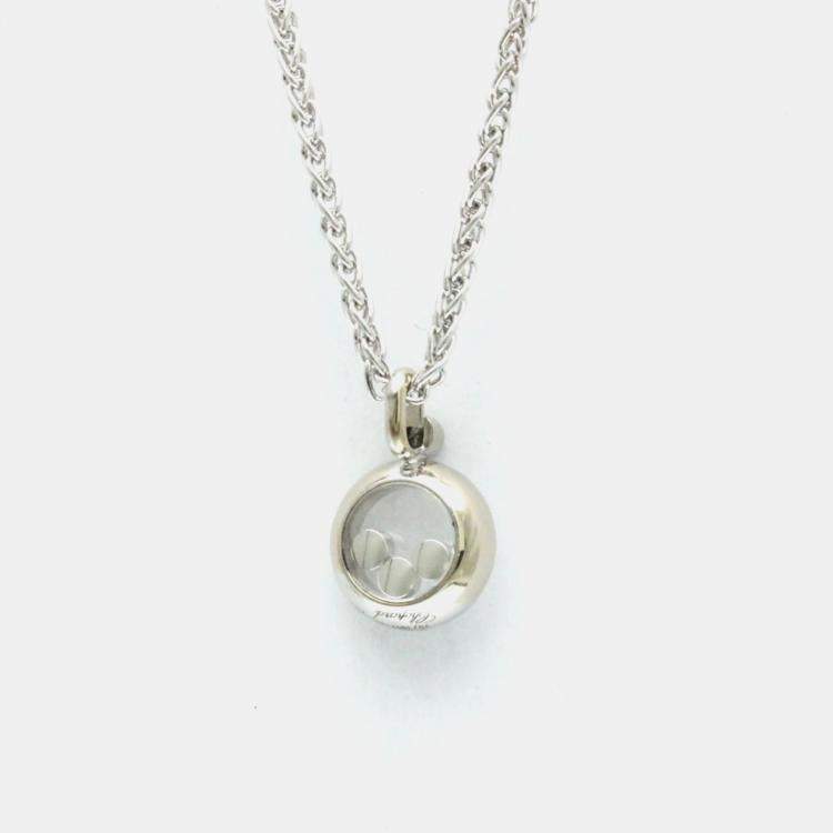 Pre Owned Chopard Happy Diamonds Icon 18K White Gold and Diamond Pendant Necklace