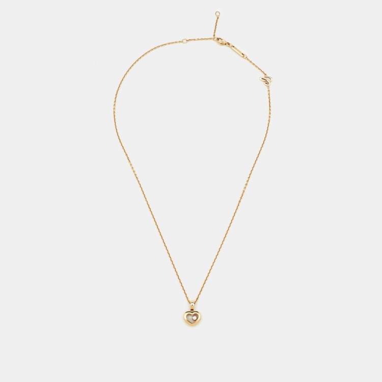 Pre Owned Chopard Happy Diamonds 18K Yellow Gold Heart Pendant Necklace 