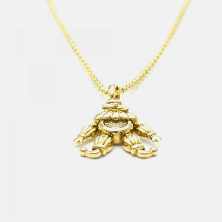 Pre Owned Chopard Happy Diamonds 18K Yellow Gold and Diamond Pendant Necklace
