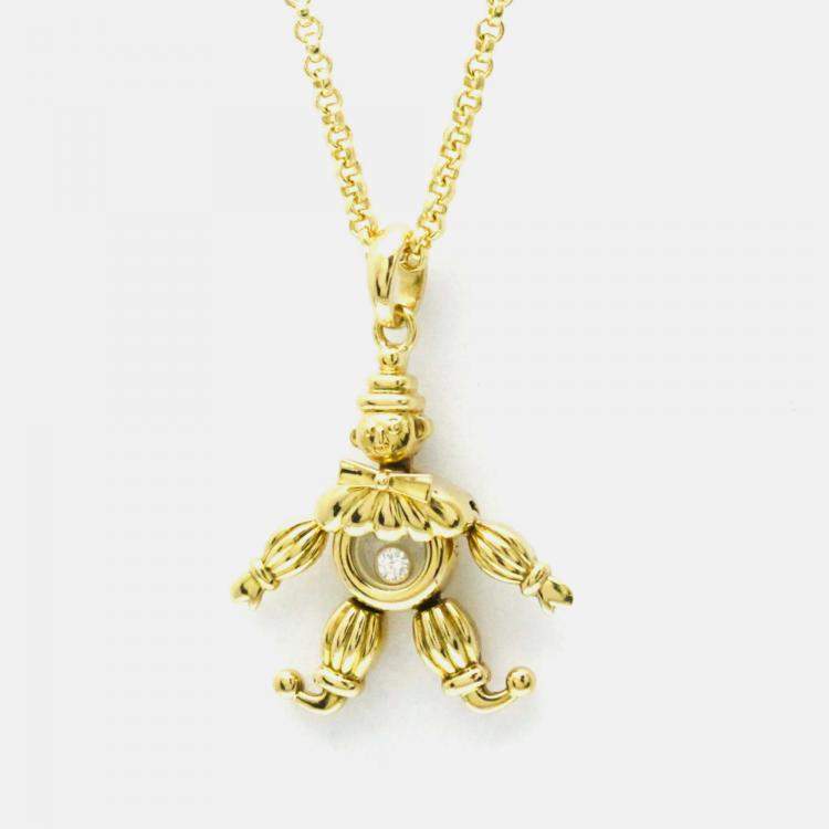Pre Owned Chopard Happy Diamonds 18K Yellow Gold and Diamond Pendant Necklace