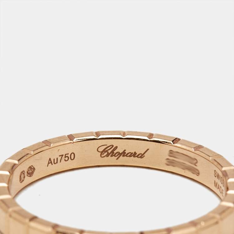 Pre Owned Chopard Ice Cube 18k Rose Gold Ring Size 49