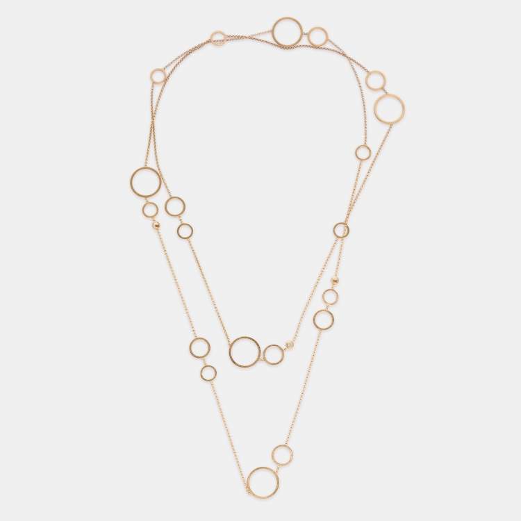 Pre Owned Chopard 18K Yellow Gold Diamond Long Link Station Necklace