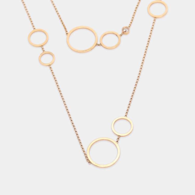 Pre Owned Chopard 18K Yellow Gold Diamond Long Link Station Necklace
