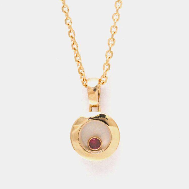 Pre Owned Chopard Happy Diamonds 18K Rose Gold Ruby Necklace