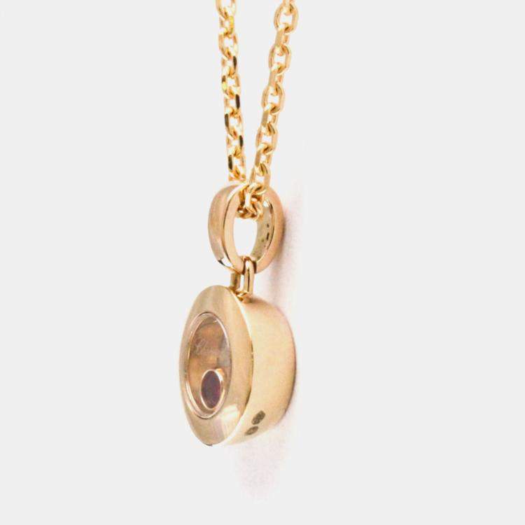 Pre Owned Chopard Happy Diamonds 18K Rose Gold Ruby Necklace