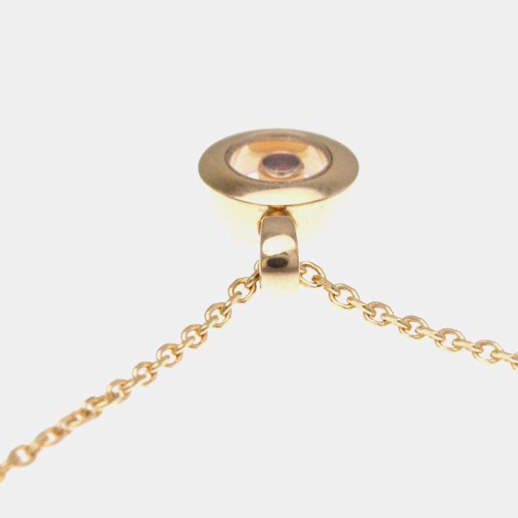 Pre Owned Chopard Happy Diamonds 18K Rose Gold Ruby Necklace
