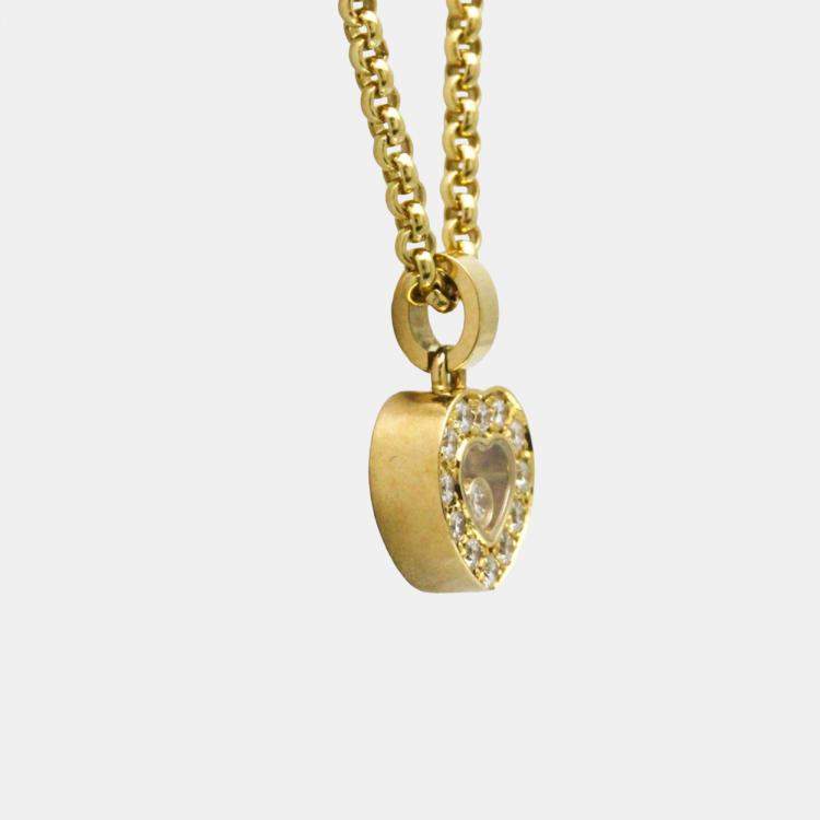 Pre Owned Chopard Happy Diamonds 18K Yellow Gold Diamond Necklace