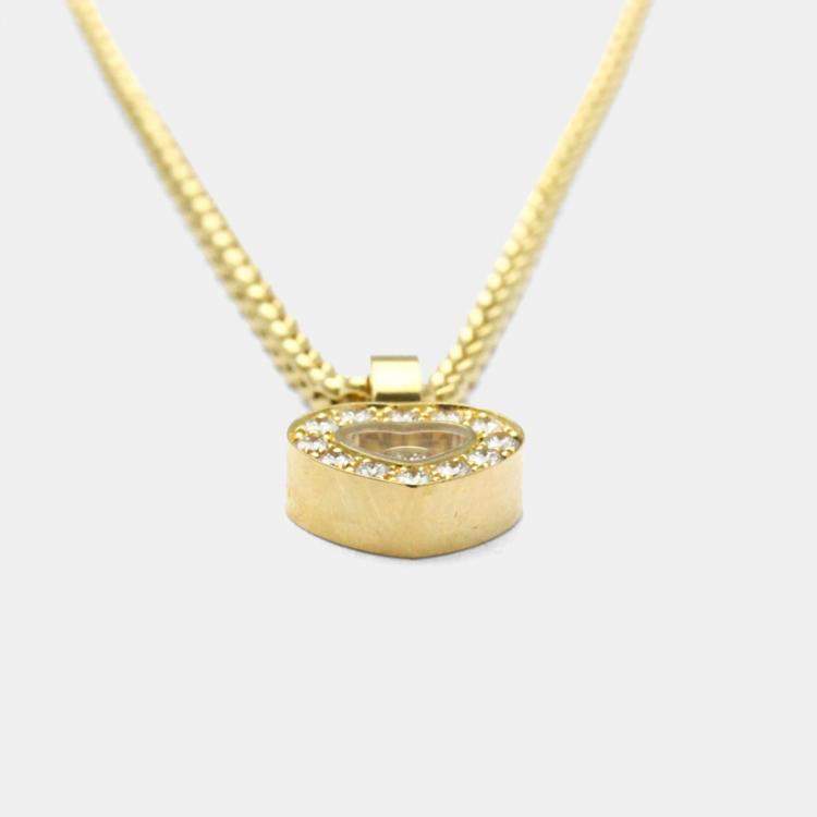Pre Owned Chopard Happy Diamonds 18K Yellow Gold Diamond Necklace
