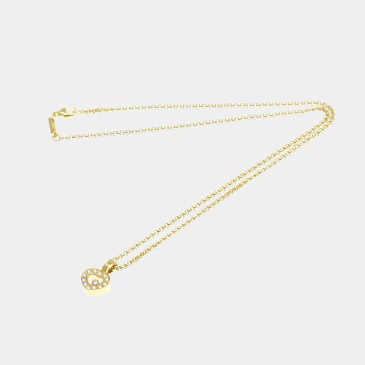 Pre Owned Chopard Happy Diamonds 18K Yellow Gold Diamond Necklace