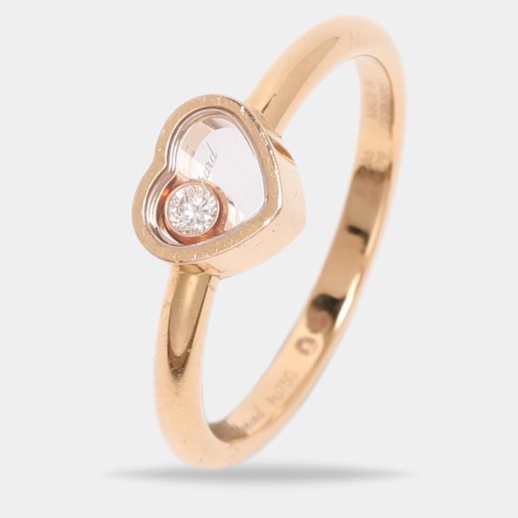 Pre Owned Chopard Happy Diamonds Icon Diamond 18k Yellow Gold Ring Size 50.5