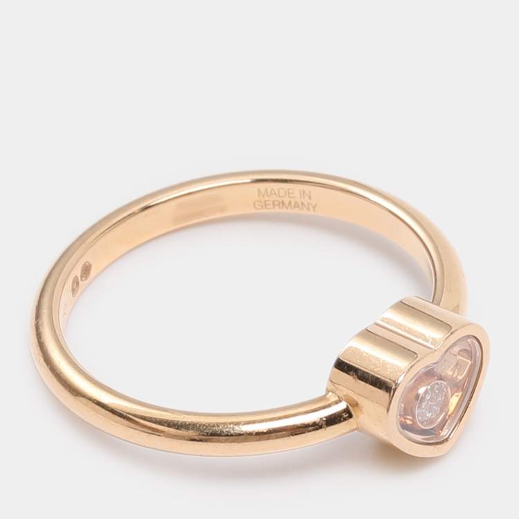 Pre Owned Chopard Happy Diamonds Icon Diamond 18k Yellow Gold Ring Size 50.5