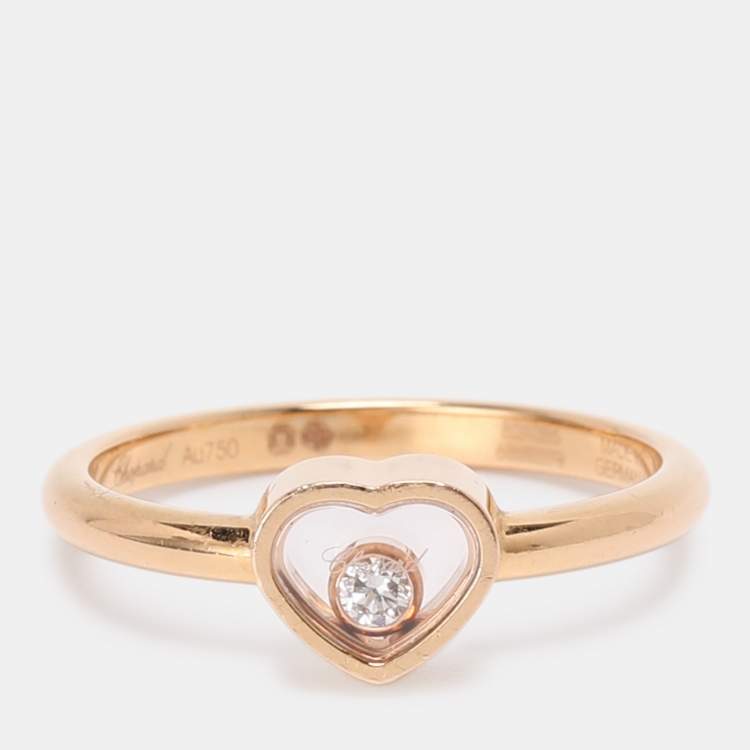 Pre Owned Chopard Happy Diamonds Icon Diamond 18k Yellow Gold Ring Size 50.5