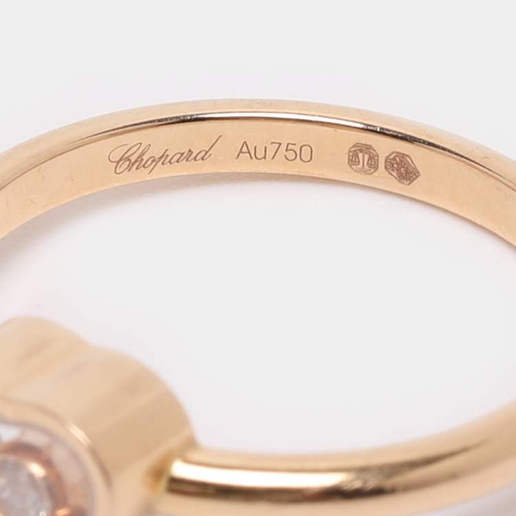 Pre Owned Chopard Happy Diamonds Icon Diamond 18k Yellow Gold Ring Size 50.5