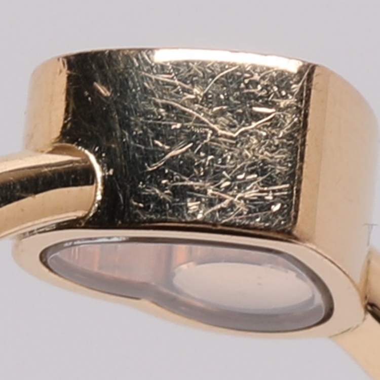 Pre Owned Chopard Happy Diamonds Icon Diamond 18k Yellow Gold Ring Size 50.5