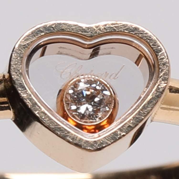 Pre Owned Chopard Happy Diamonds Icon Diamond 18k Yellow Gold Ring Size 50.5