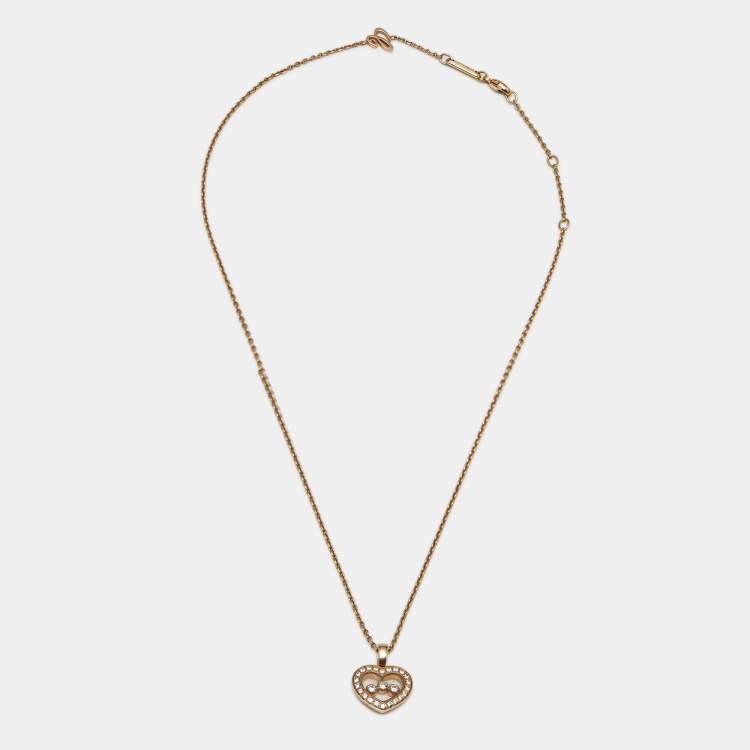 Pre Owned Chopard Happy Diamonds 18k Rose Gold Pendant Necklace