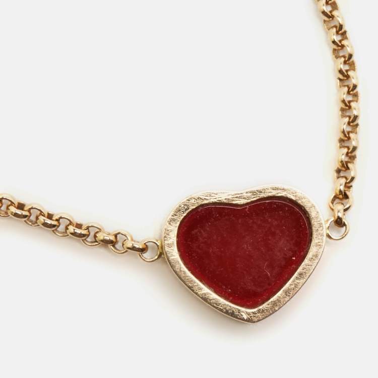Pre Owned Chopard Happy Hearts Carnelian 18k Rose Gold Bracelet