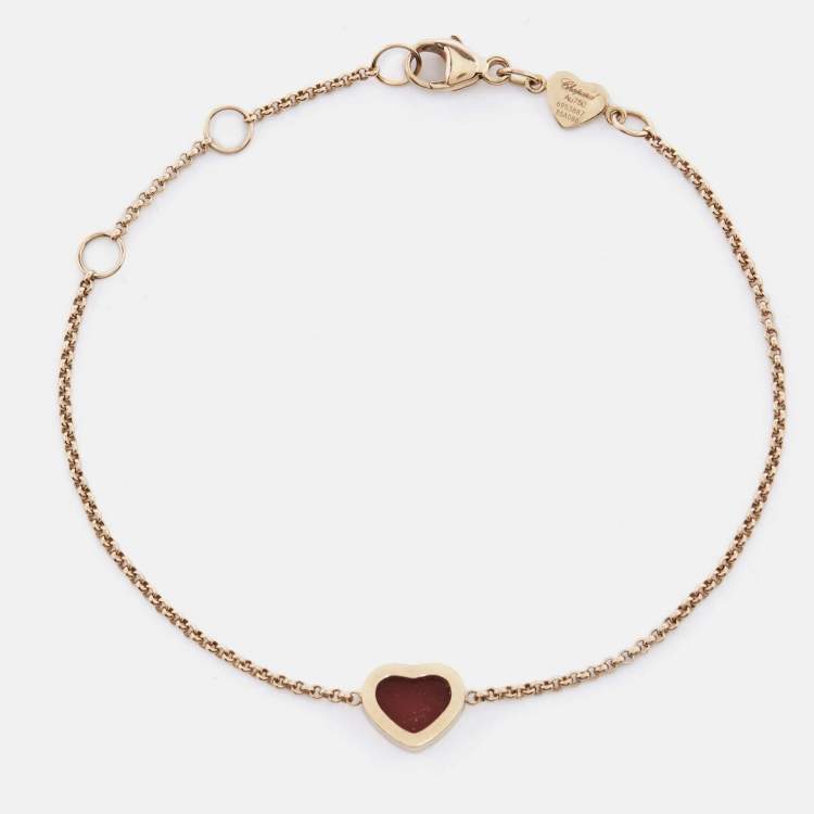 Pre Owned Chopard Happy Hearts Carnelian 18k Rose Gold Bracelet
