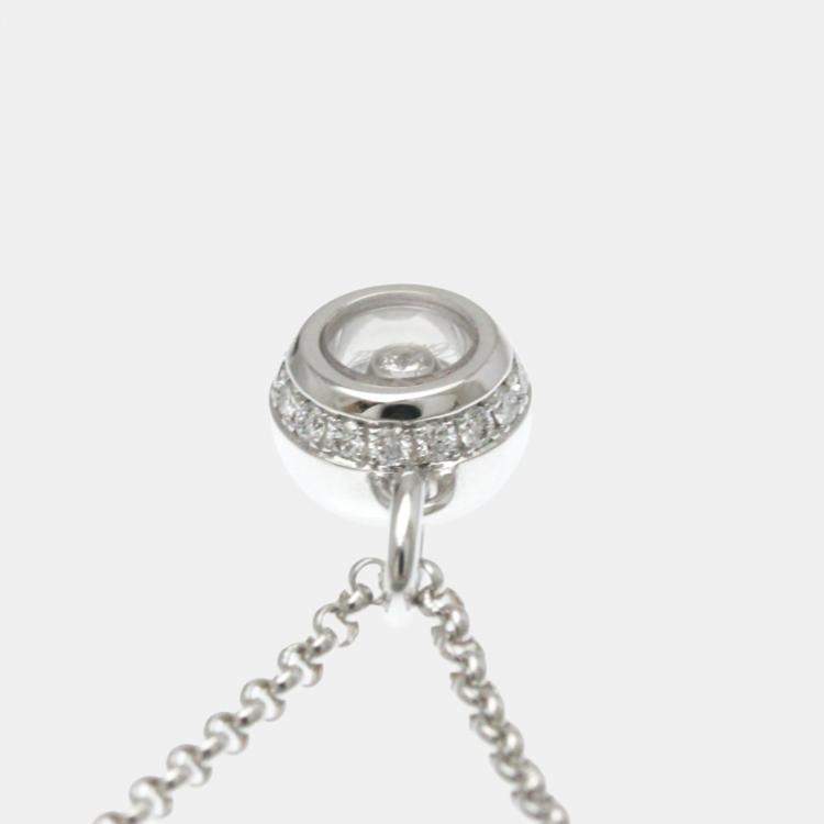 Pre Owned Chopard Happy Diamonds 18K White Gold and Diamond Pendant Necklace