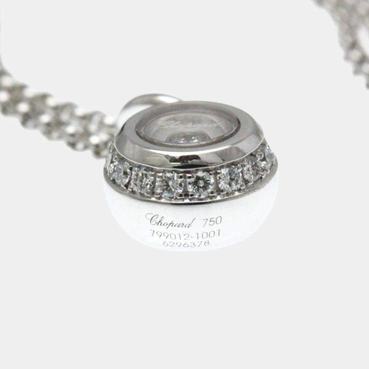 Pre Owned Chopard Happy Diamonds 18K White Gold and Diamond Pendant Necklace