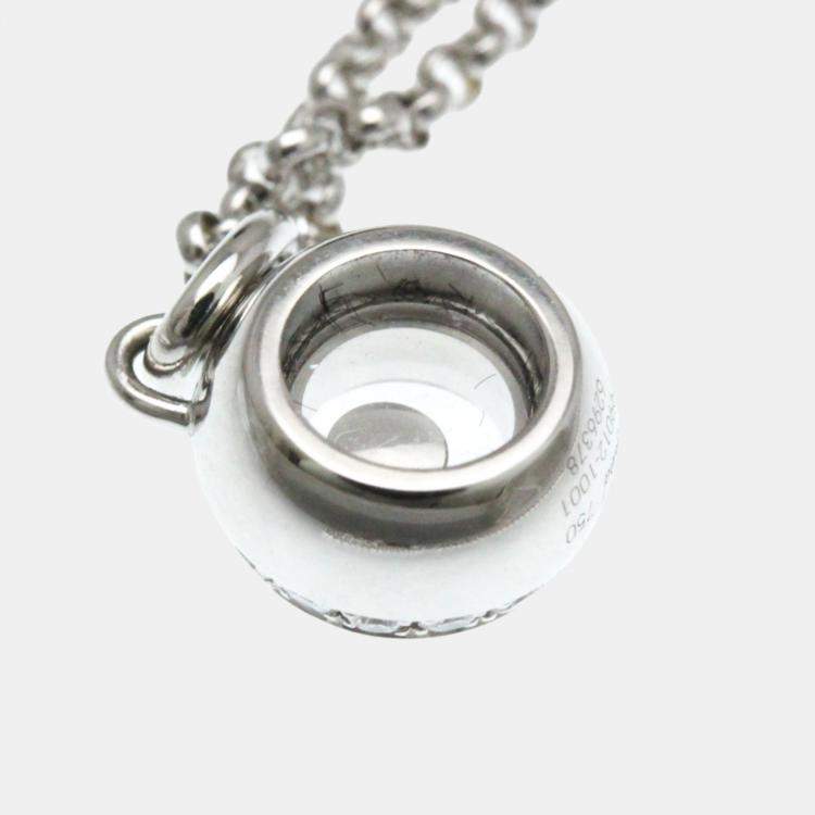 Pre Owned Chopard Happy Diamonds 18K White Gold and Diamond Pendant Necklace
