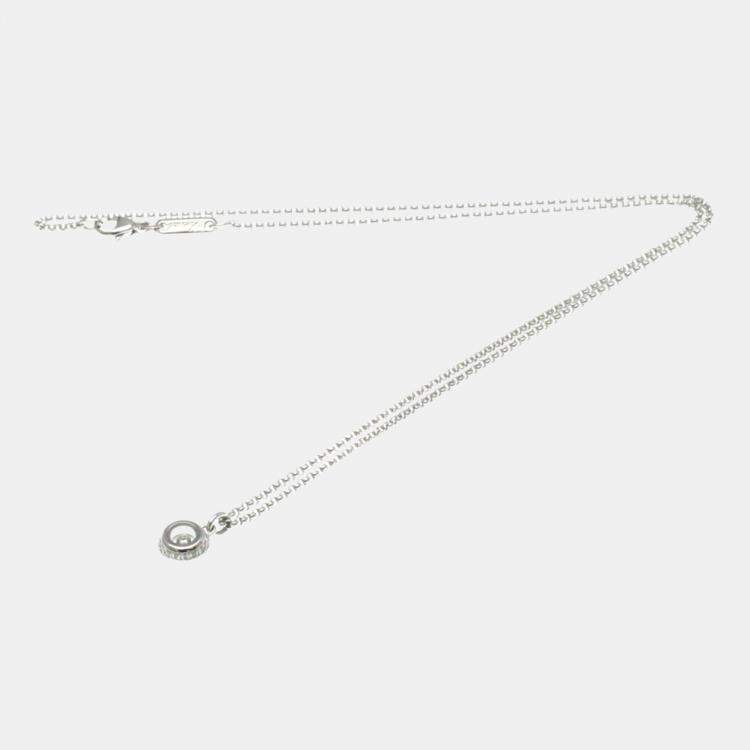 Pre Owned Chopard Happy Diamonds 18K White Gold and Diamond Pendant Necklace
