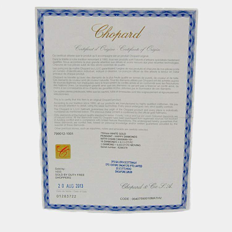 Pre Owned Chopard Happy Diamonds 18K White Gold and Diamond Pendant Necklace