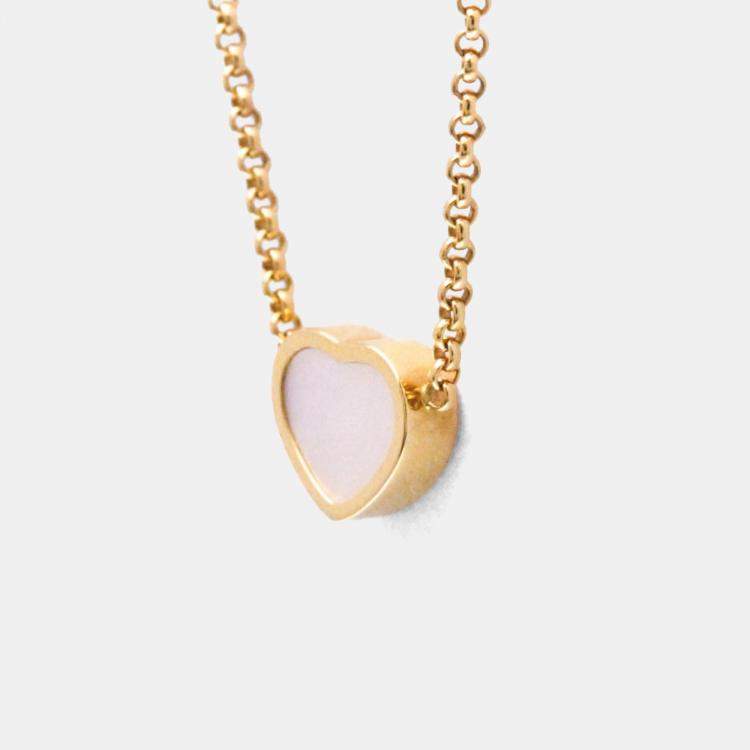 Pre Owned Chopard Happy Hearts 18K Rose Gold and Mother of Pearl Pendant Necklace