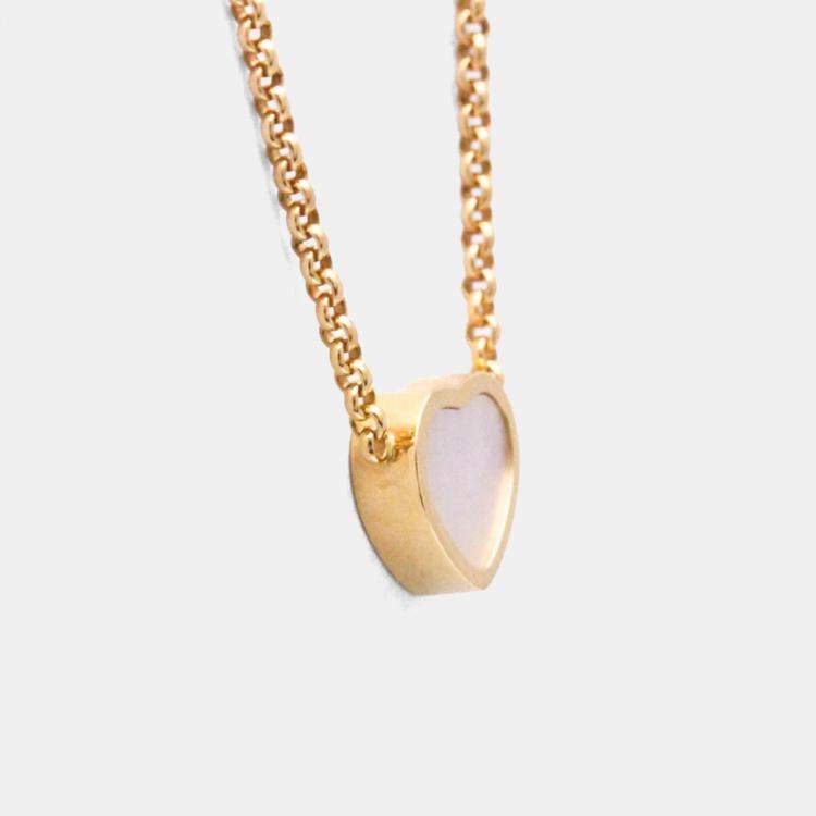 Pre Owned Chopard Happy Hearts 18K Rose Gold and Mother of Pearl Pendant Necklace