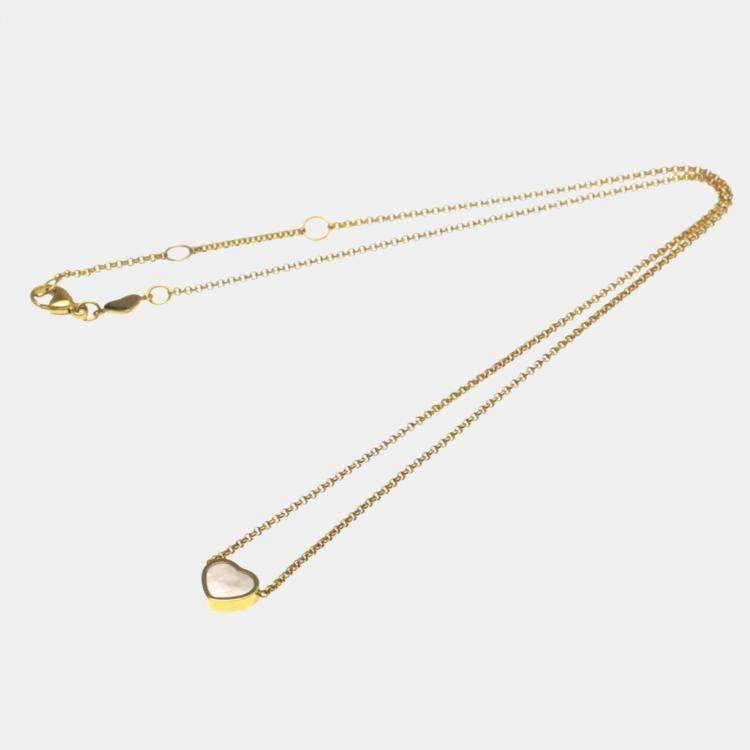 Pre Owned Chopard Happy Hearts 18K Rose Gold and Mother of Pearl Pendant Necklace