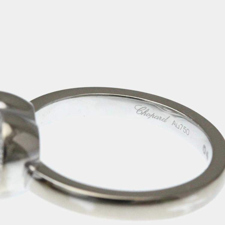 Pre Owned Chopard Happy Diamonds 18K White Gold and Diamond Ring EU 50