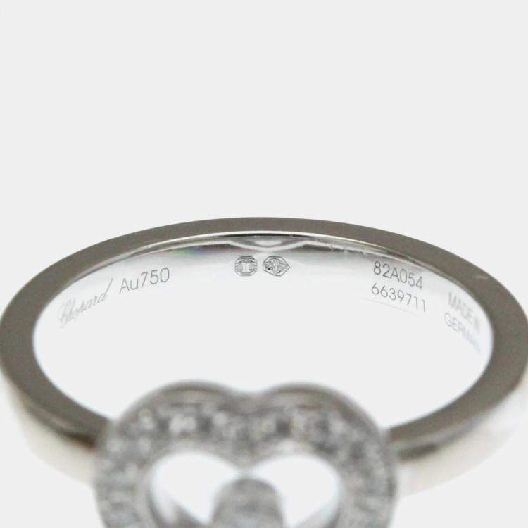 Pre Owned Chopard Happy Diamonds 18K White Gold and Diamond Ring EU 50