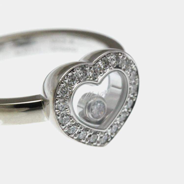 Pre Owned Chopard Happy Diamonds 18K White Gold and Diamond Ring EU 50