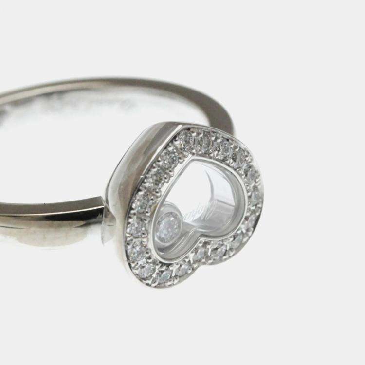 Pre Owned Chopard Happy Diamonds 18K White Gold and Diamond Ring EU 50