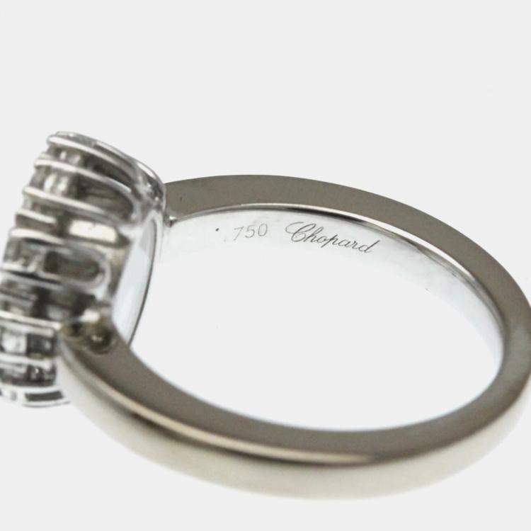 Pre Owned Chopard Happy Diamonds 18K White Gold and Diamond Band Ring EU 47