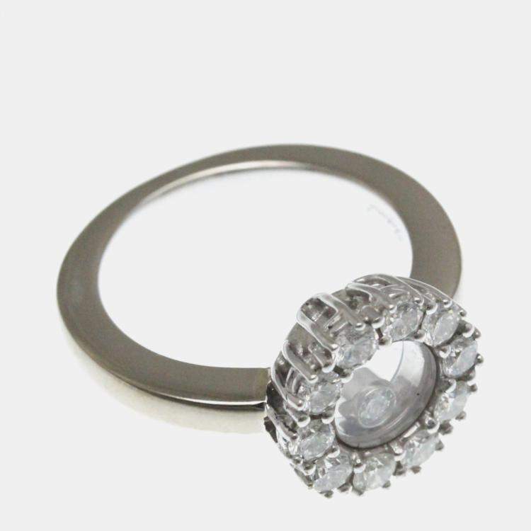 Pre Owned Chopard Happy Diamonds 18K White Gold and Diamond Band Ring EU 47