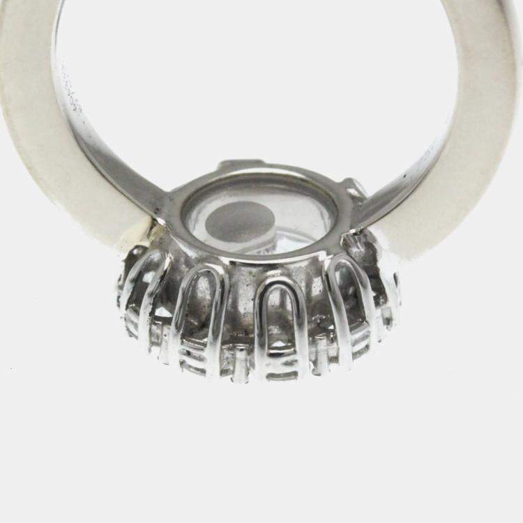 Pre Owned Chopard Happy Diamonds 18K White Gold and Diamond Band Ring EU 47