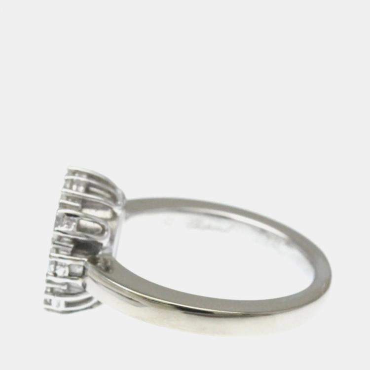 Pre Owned Chopard Happy Diamonds 18K White Gold and Diamond Band Ring EU 47