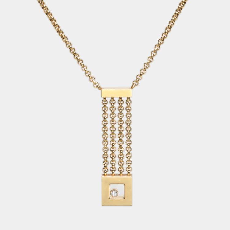 Pre Owned Chopard Happy Diamonds Icon 18k Yellow Gold Pendant Necklace