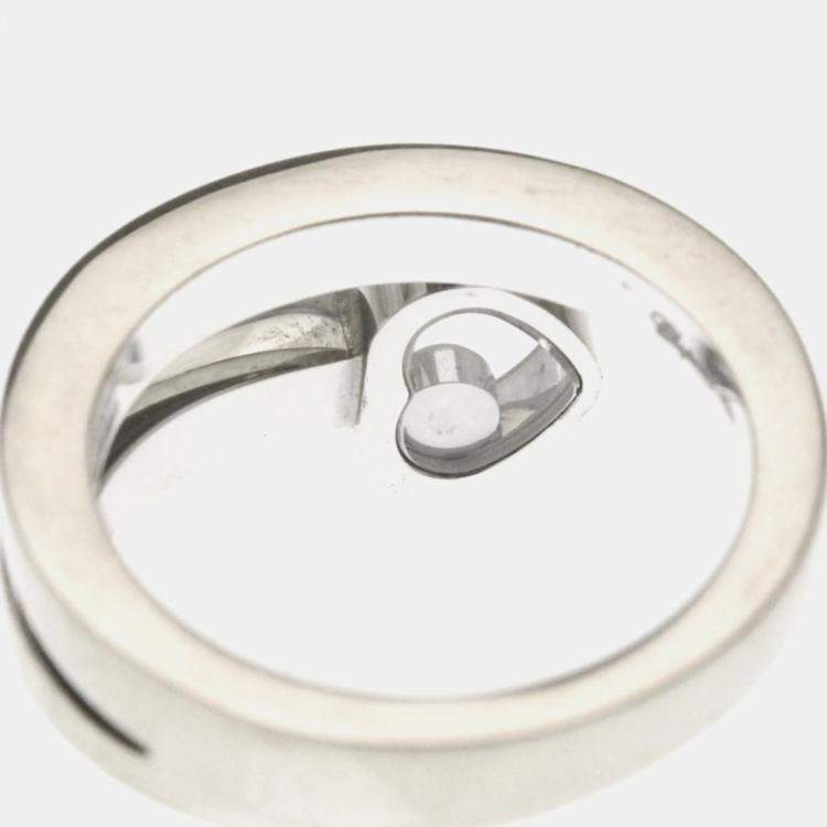 Pre Owned Chopard Happy Heart Twist 18K White Gold Diamond Ring EU 49
