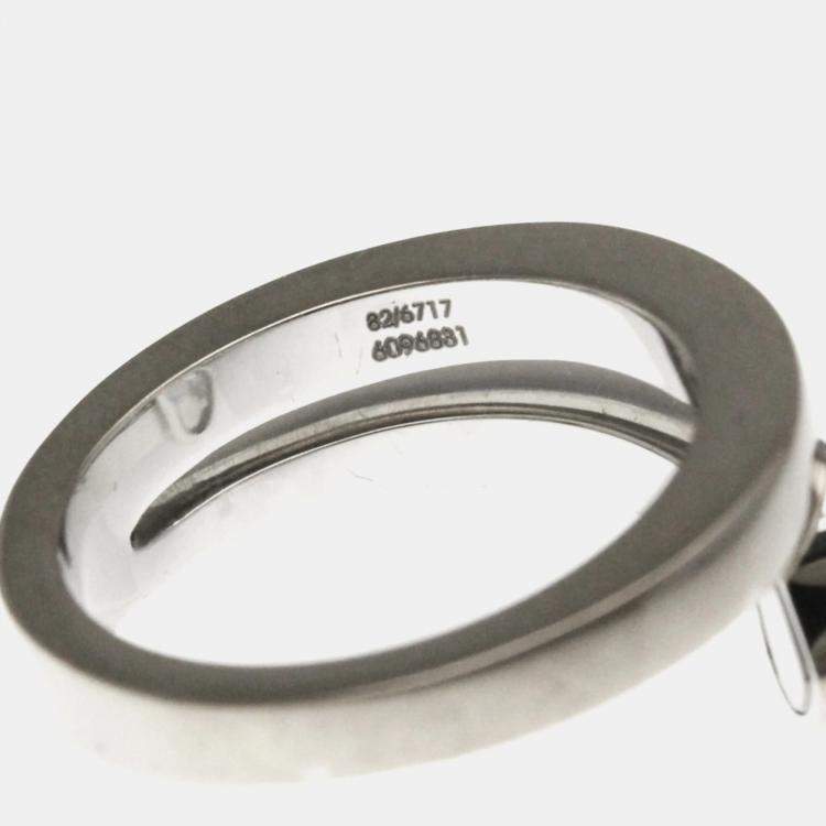 Pre Owned Chopard Happy Heart Twist 18K White Gold Diamond Ring EU 49