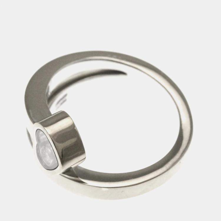 Pre Owned Chopard Happy Heart Twist 18K White Gold Diamond Ring EU 49