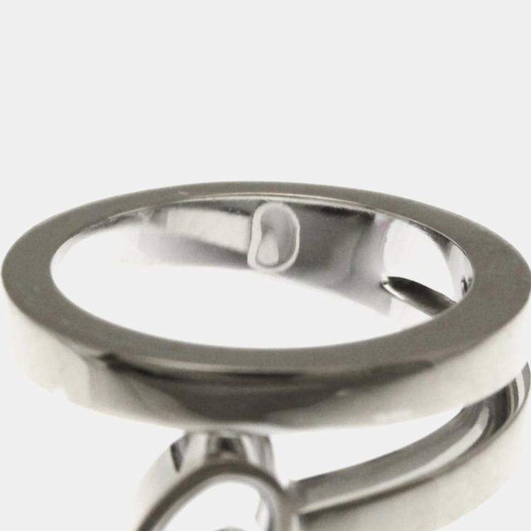 Pre Owned Chopard Happy Heart Twist 18K White Gold Diamond Ring EU 49