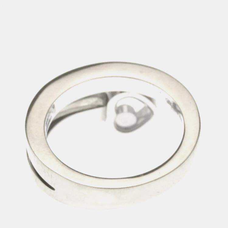 Pre Owned Chopard Happy Heart Twist 18K White Gold Diamond Ring EU 49