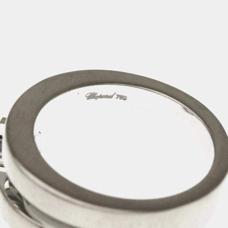 Pre Owned Chopard Happy Heart Twist 18K White Gold Diamond Ring EU 49