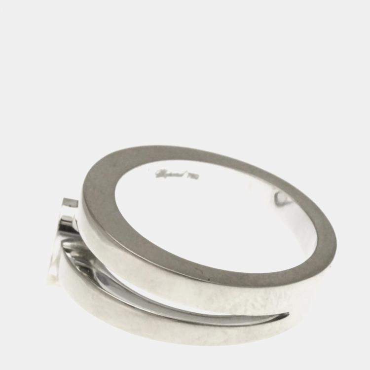 Pre Owned Chopard Happy Heart Twist 18K White Gold Diamond Ring EU 49