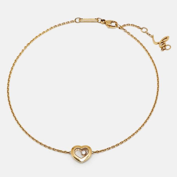 Pre Owned Chopard Happy Diamonds Heart 18k Yellow Gold Anklet Bracelet