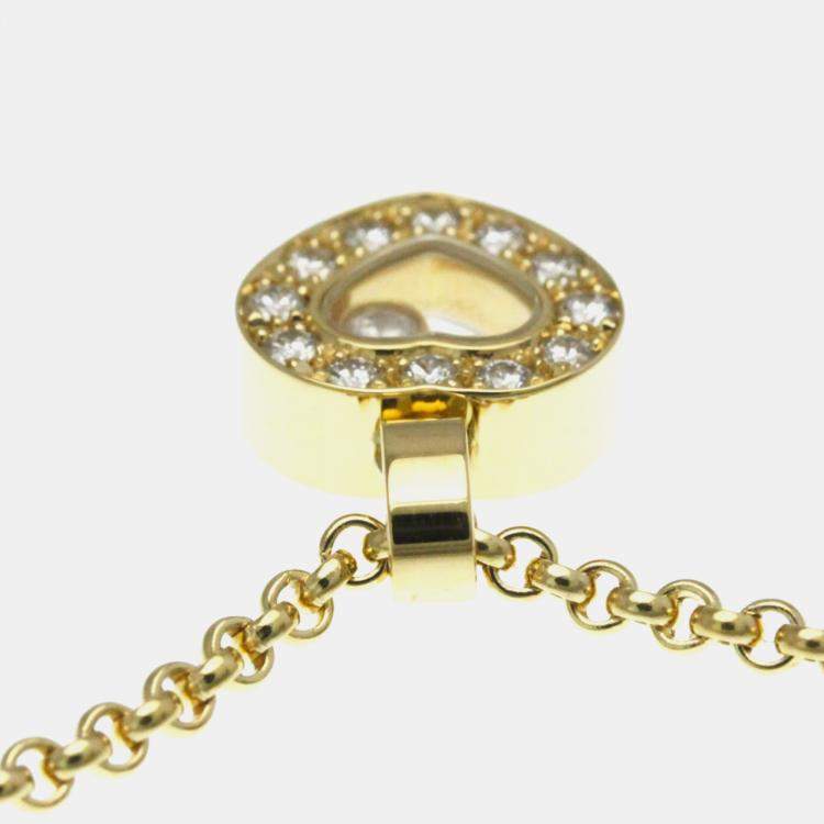 Pre Owned Chopard Happy Hearts 18K Yellow Gold Diamond Pendant Necklace